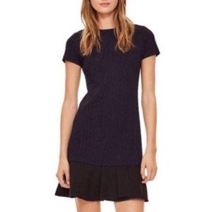 TORY BURCH Navy Blue and Black Quilted Jaquard XS